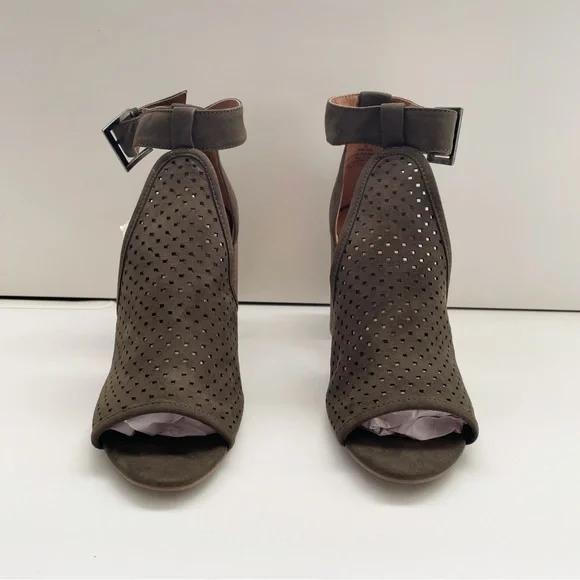 Target universal thread fall booties heel peep toe chunky wedge sandal green 9 - Picture 2 of 9